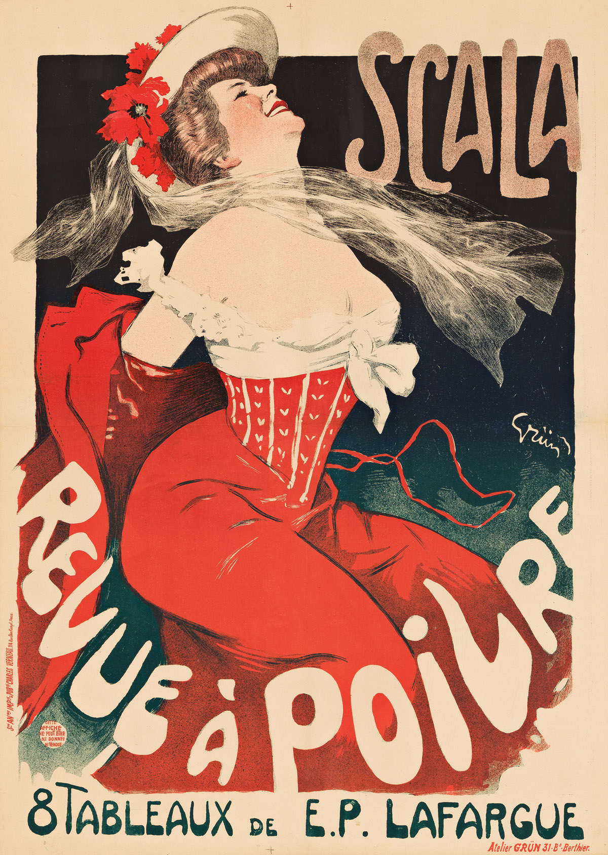 JULES-ALEXANDRE GRÜN (1868-1938).  SCALA / REVUE À POIVRE. 1903. 47¾x33¾ inches, 121¼x85¾ cm. Charles Verneau, Paris.